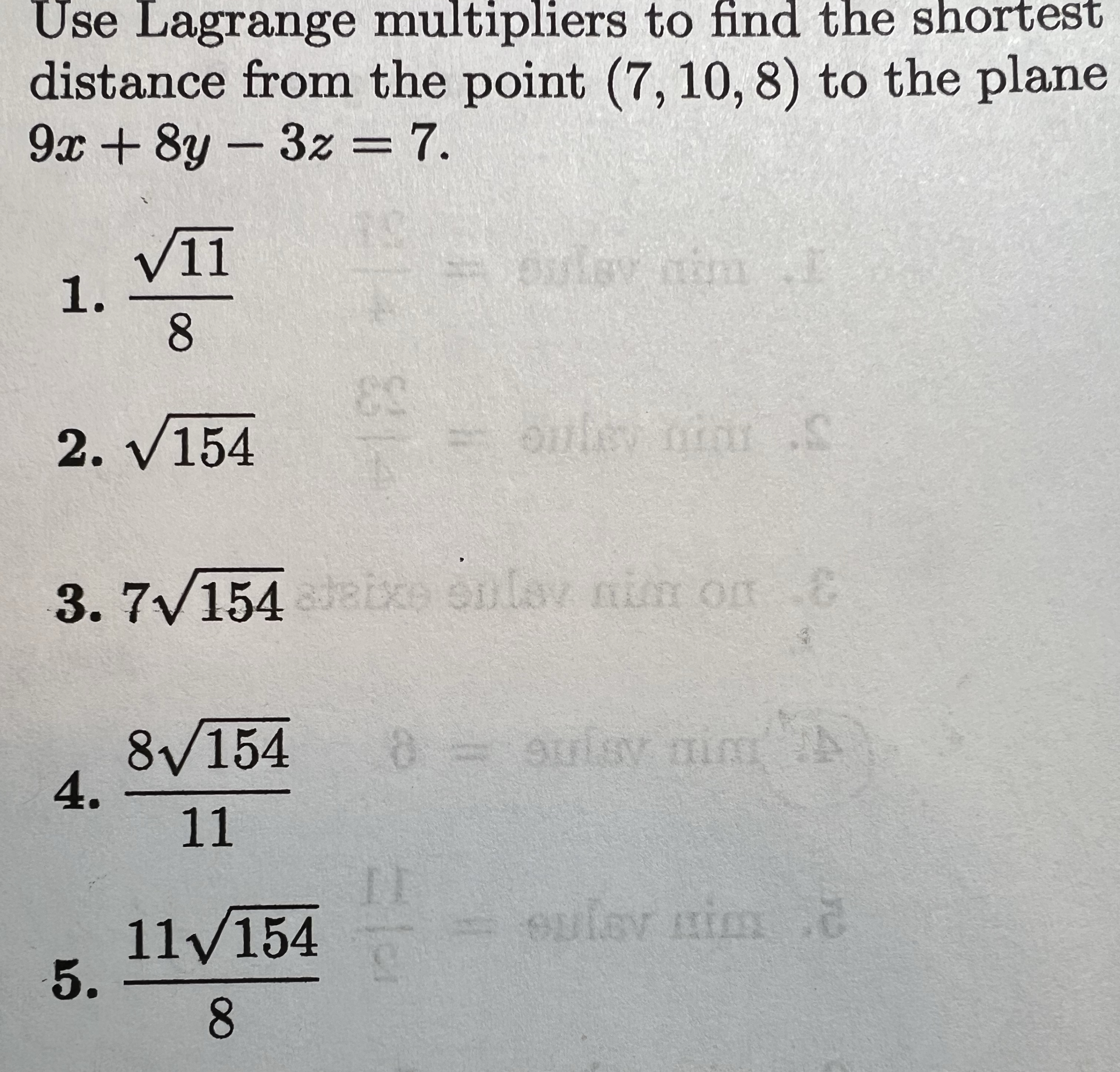 Use Lagrange multipliers to find the shortest