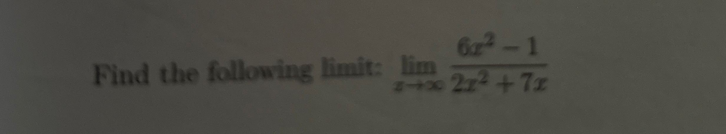 Find the following limit: lim x 6 x 2 - 1 2 x 2 +