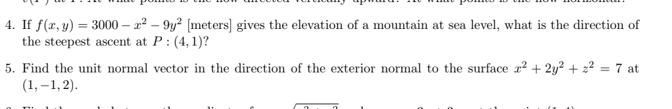 If f ( x , y ) = 3 0 0 0 - x 2 - 9 y 2 [ meters ]