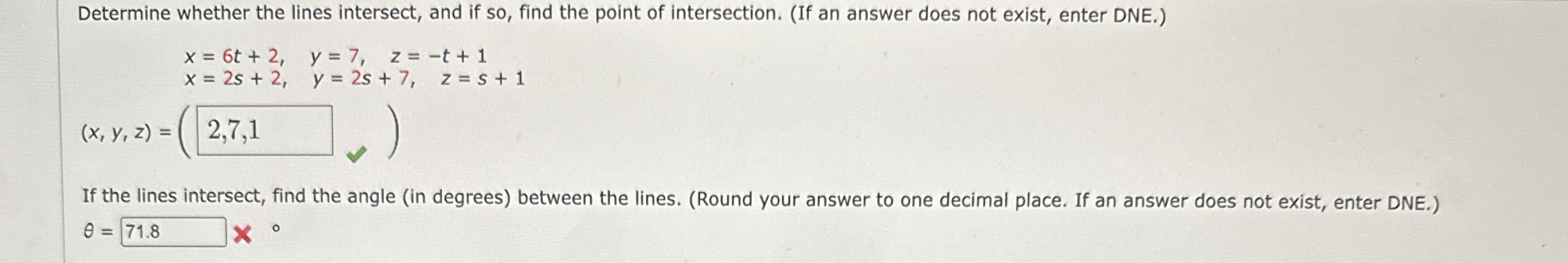 Determine whether the lines intersect, and if so