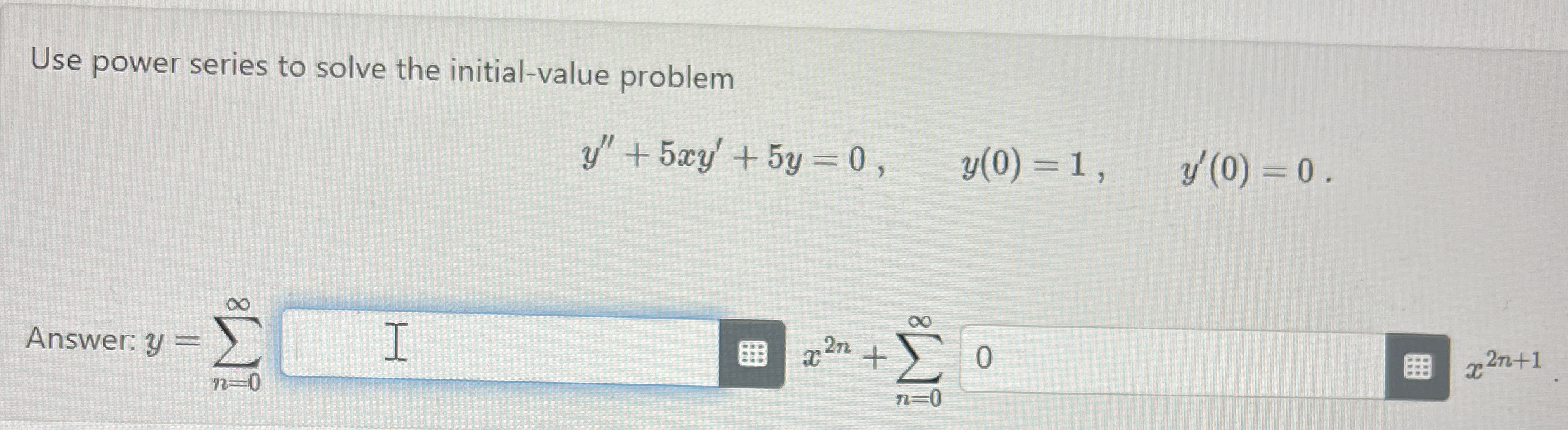 Use power series to solve the initial - value