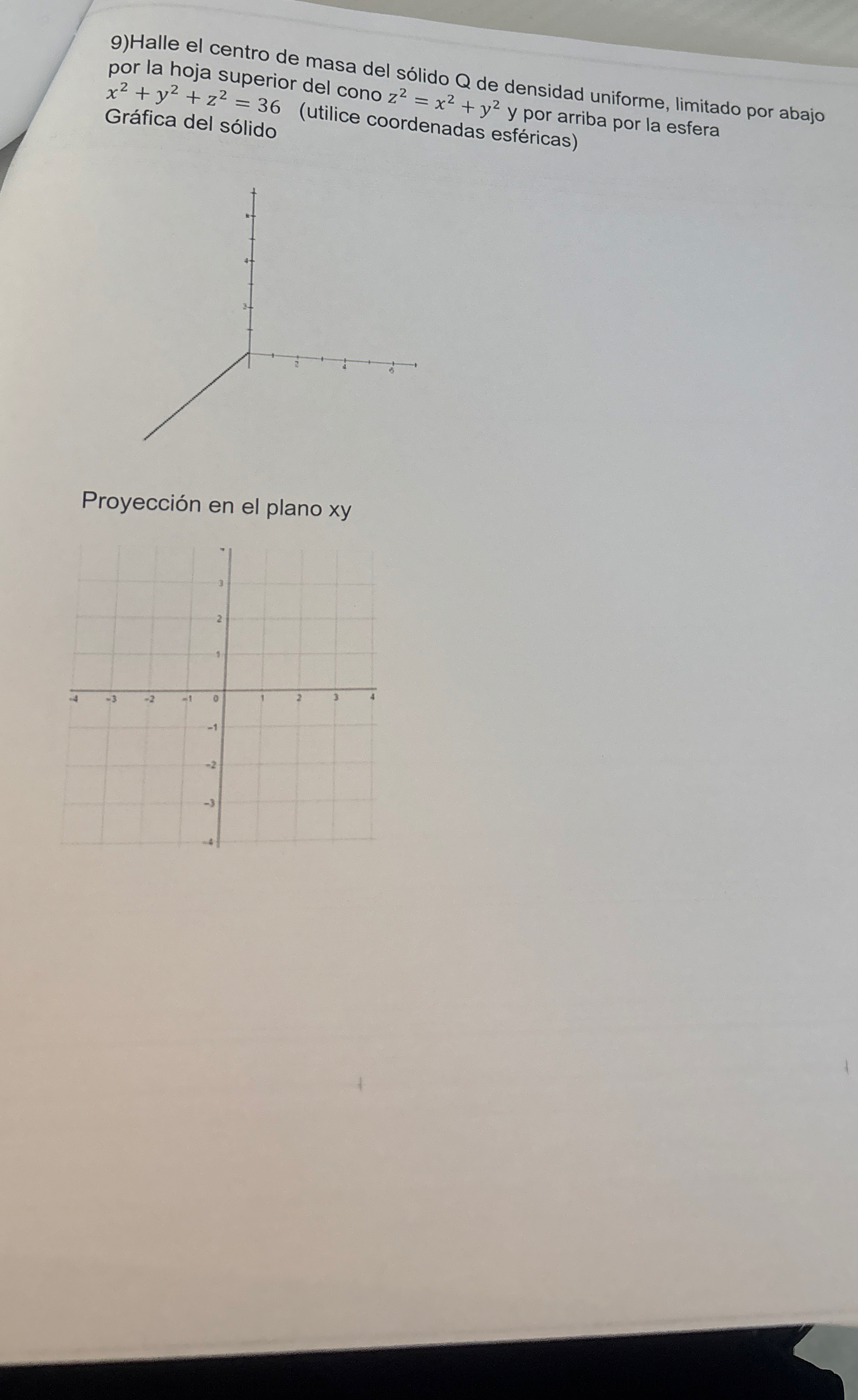 Halle el centro de masa del s lido Q de densidad