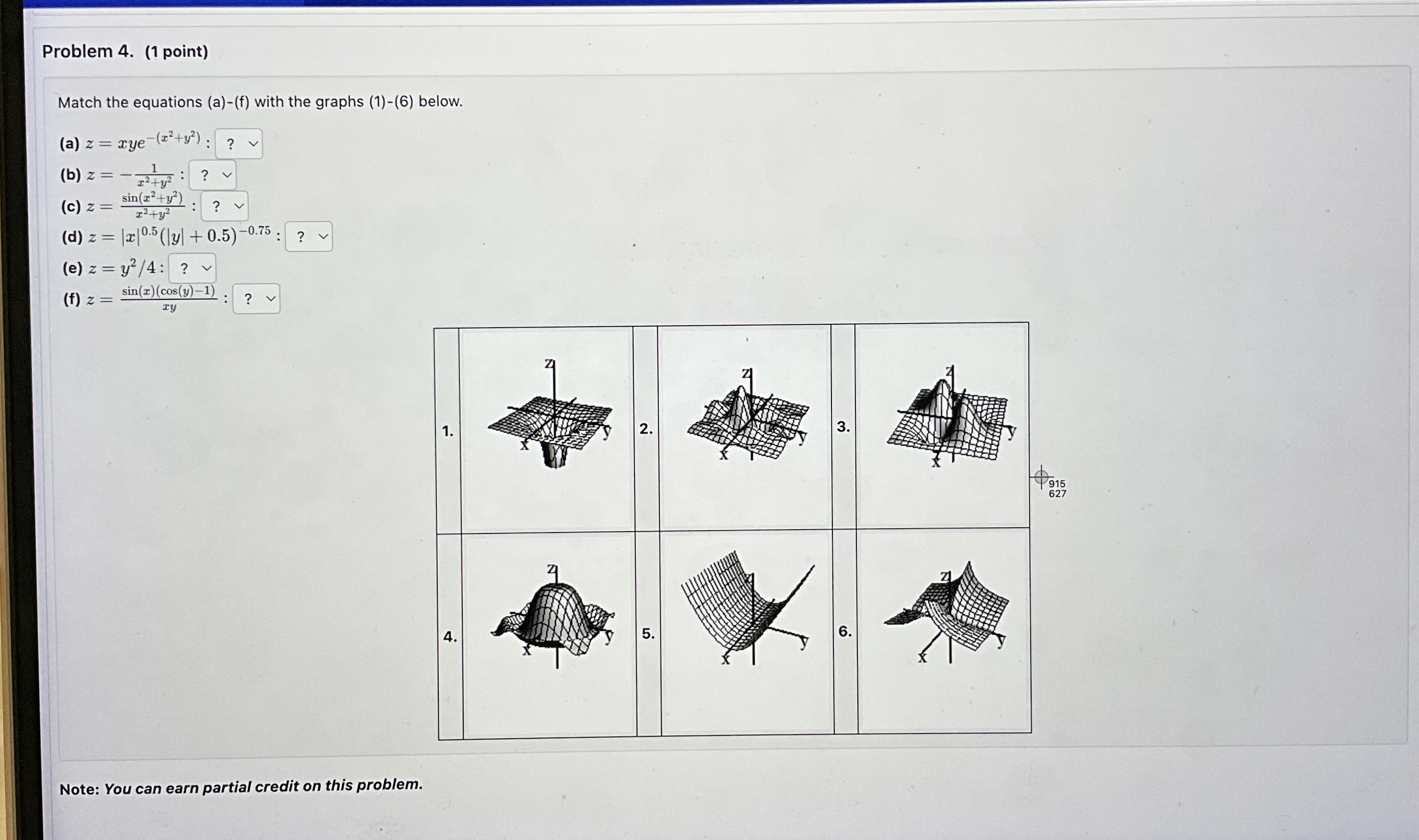Problem 4 . ( 1 point ) Match the equations ( a )