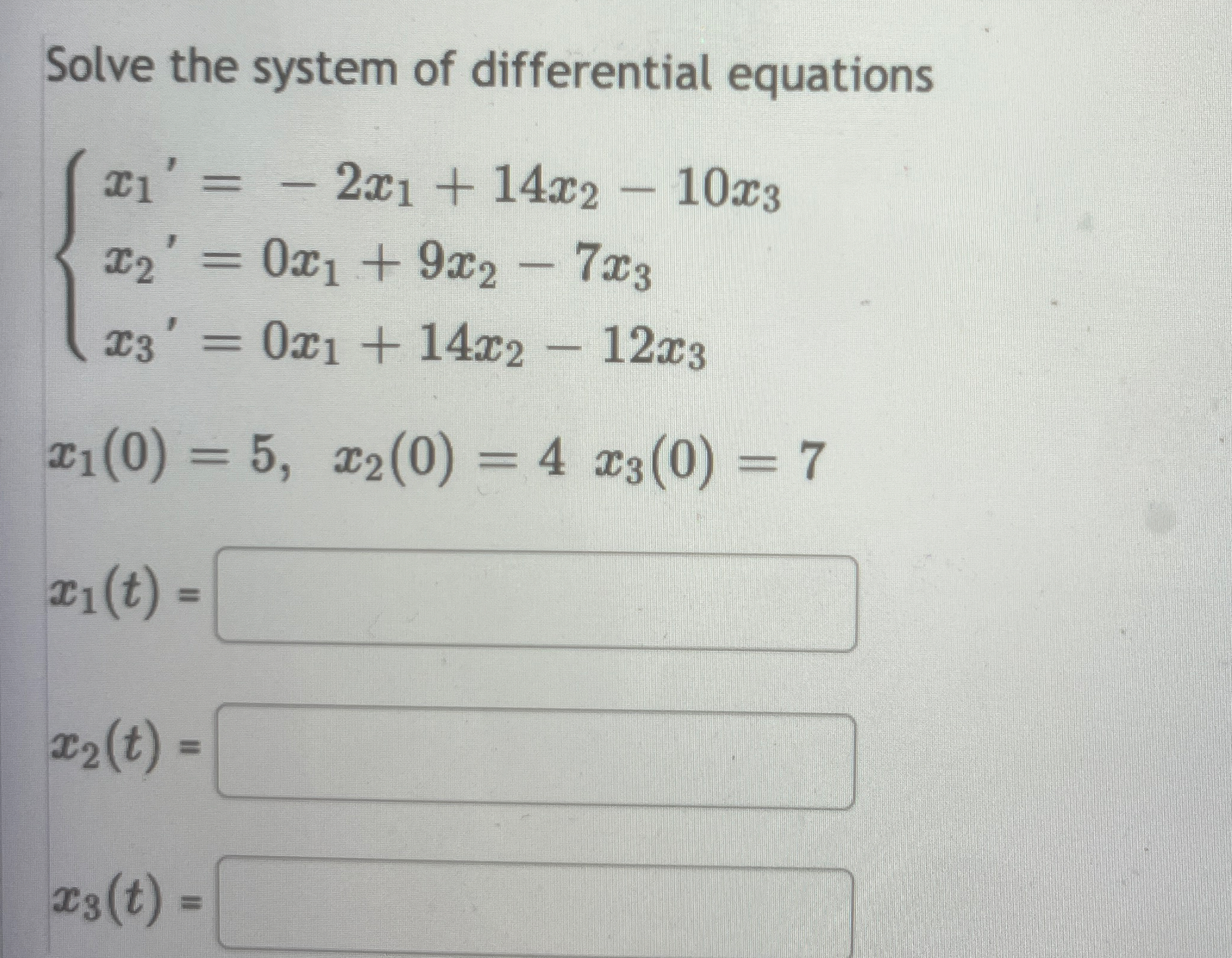 Solve the system of differential equations { x 1