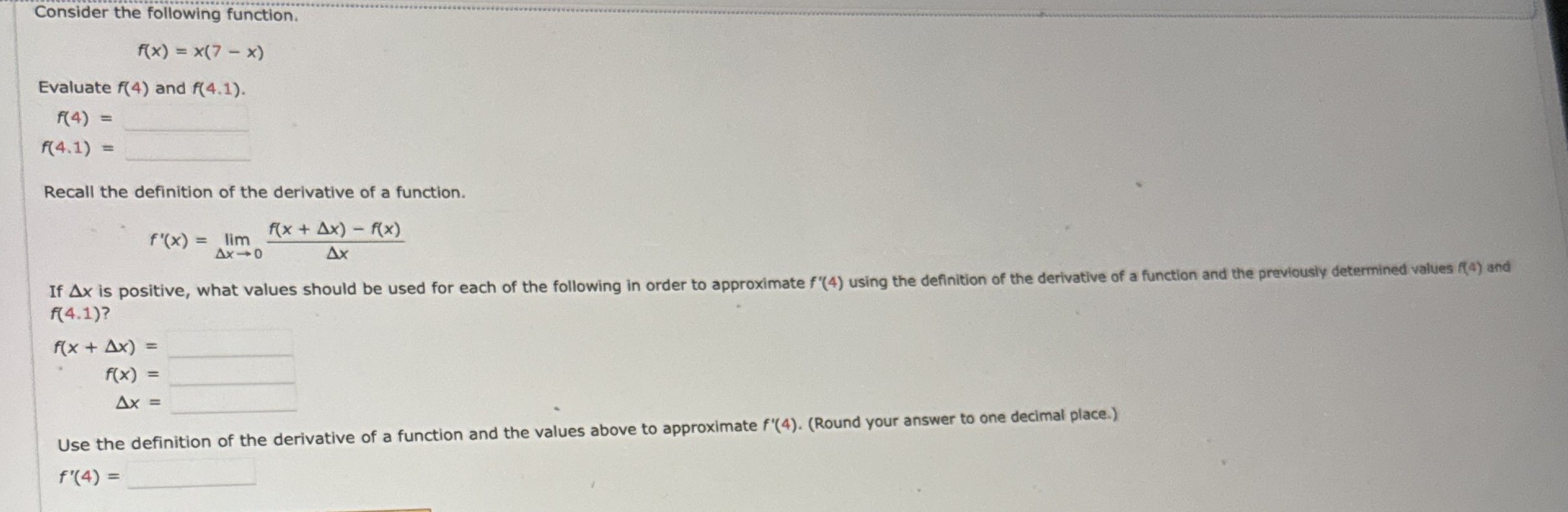 Consider the two tangent lines to the graph of f