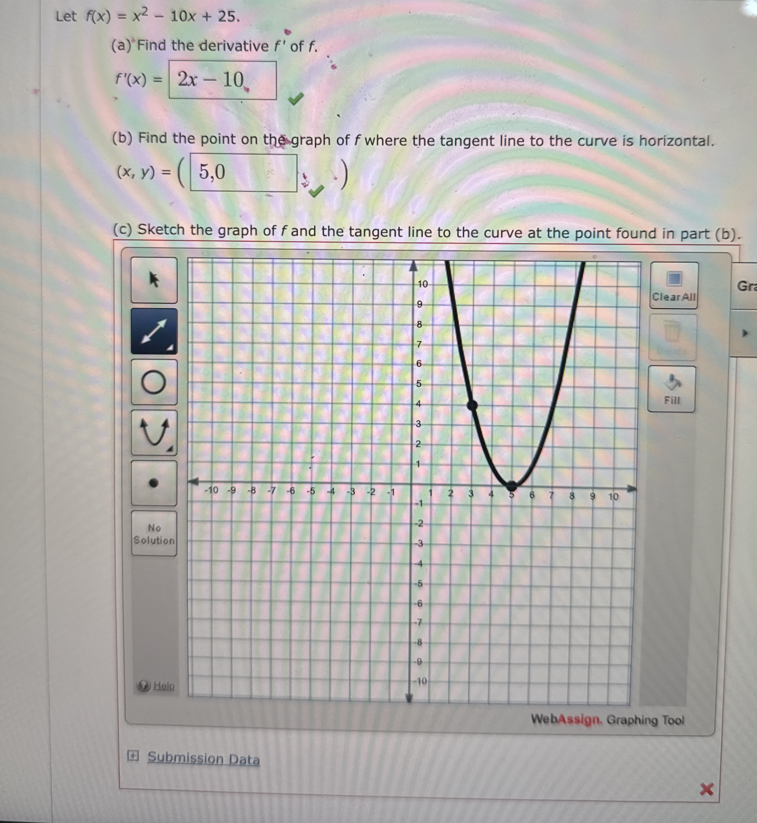 Let f ( x ) = x 2 - 1 0 x + 2 5 ( a ) Find the