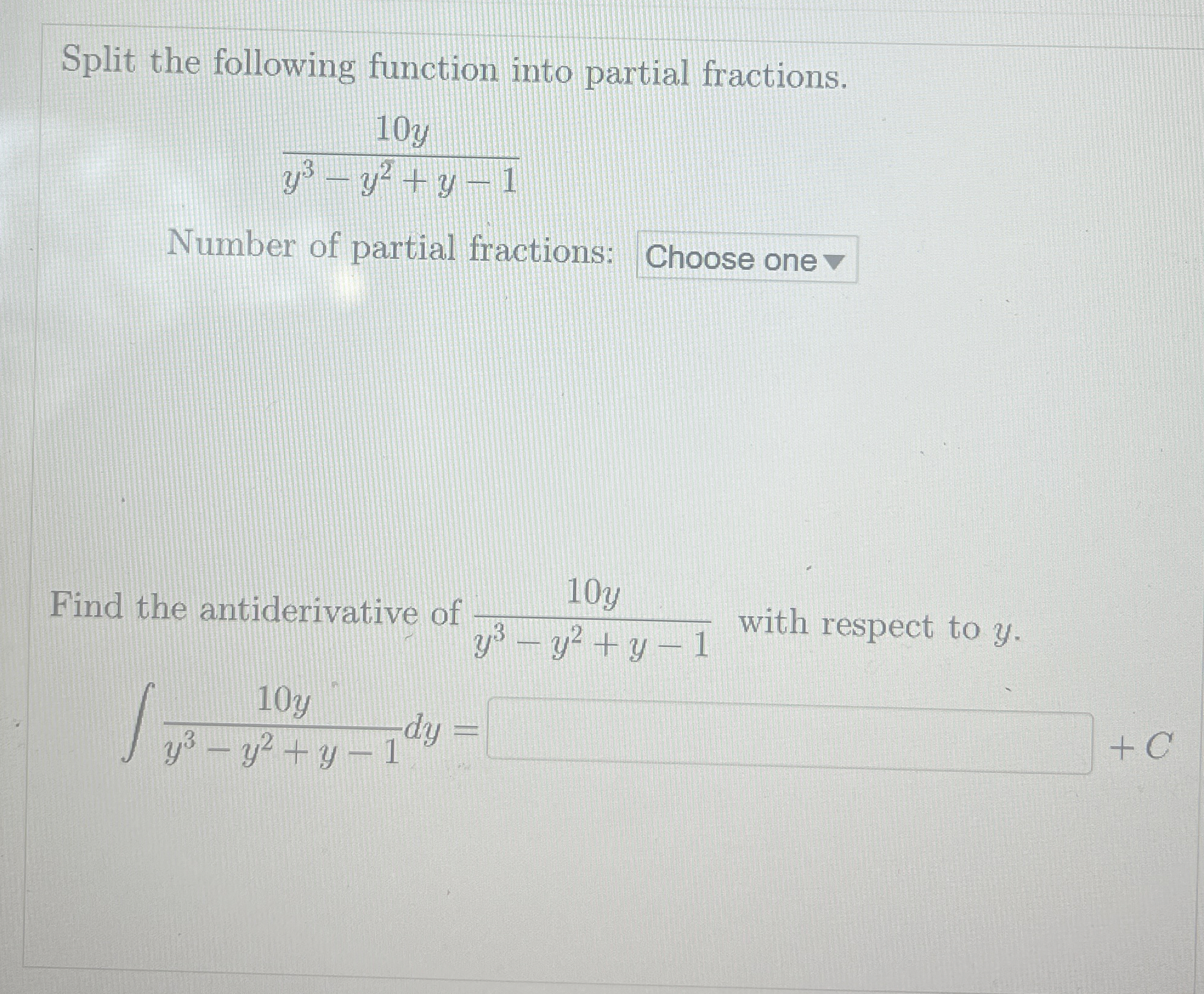 Split the following function into partial