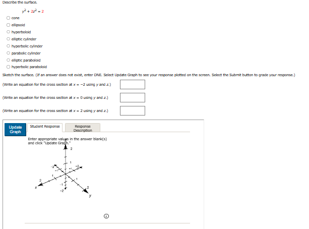 Describe the surface. ` ` ` y } + 2 \ mp@subsup {