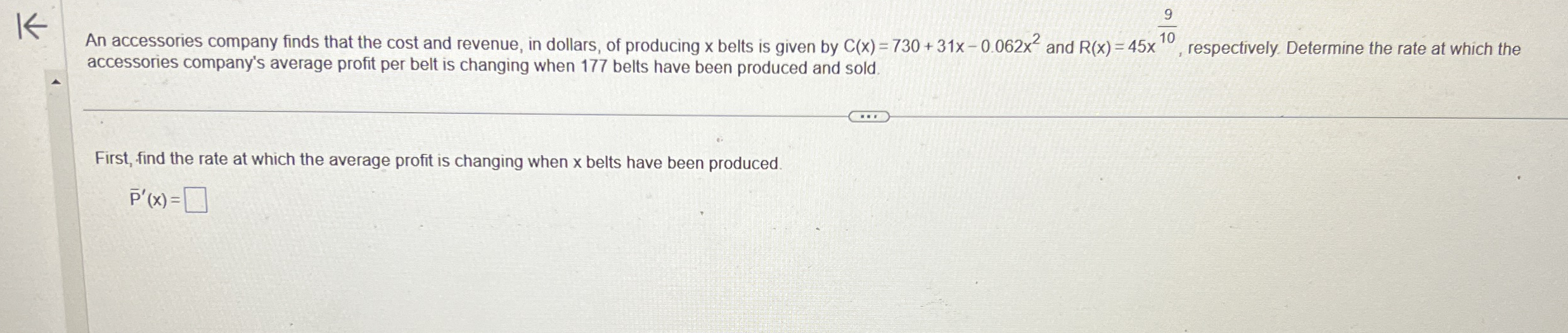 An accessories company finds that the cost and