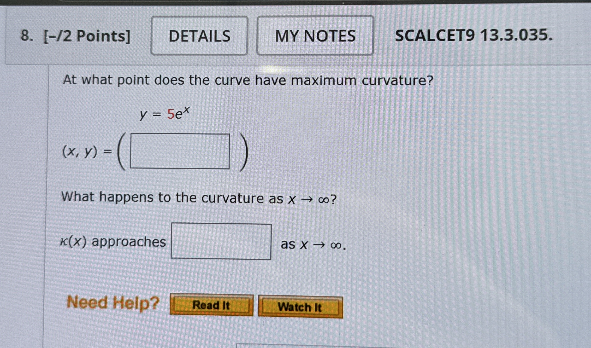 [ - / 2 Points ] SCALCET 9 1 3 . 3 . 0 3 5 . At