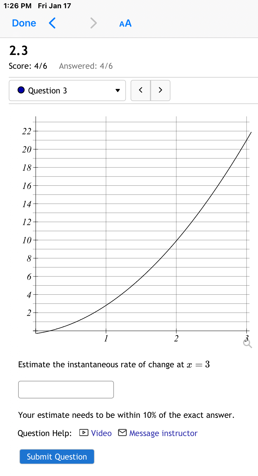 1 : 2 6 PM Fri Jan 1 7 Done AA 2 . 3 Score: 4 / 6