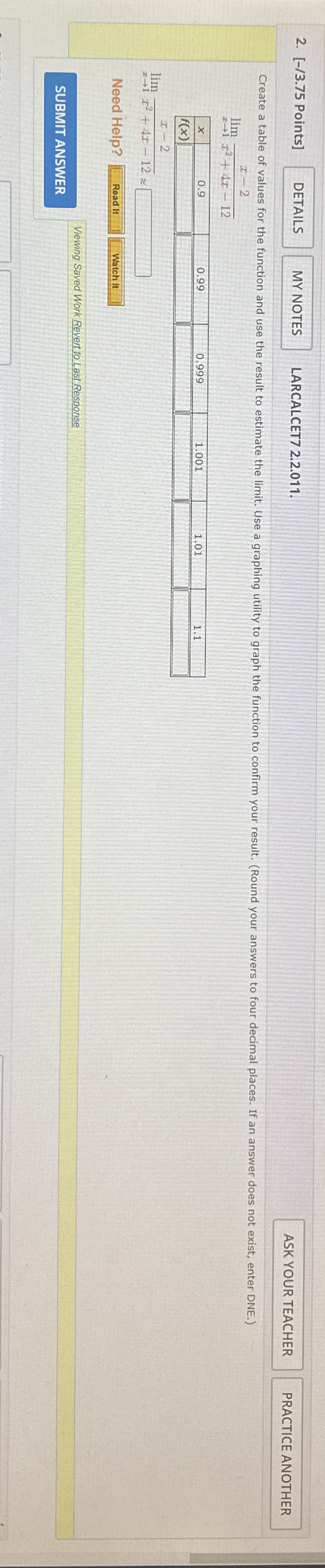 [ - / 3 . 7 5 Points ] LARCALCET 7 2 . 2 . 0 1 1