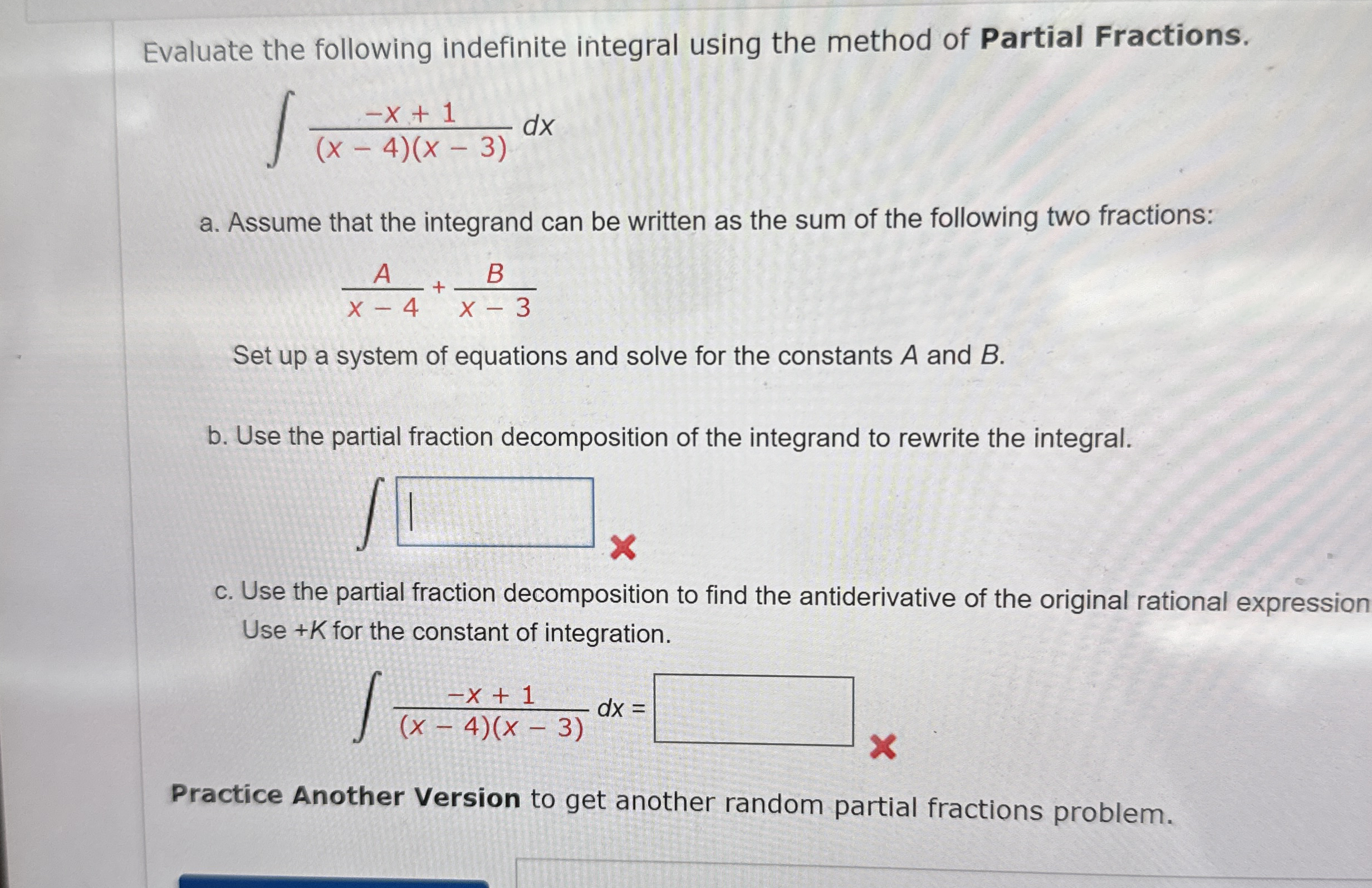 Evaluate the following indefinite integral using