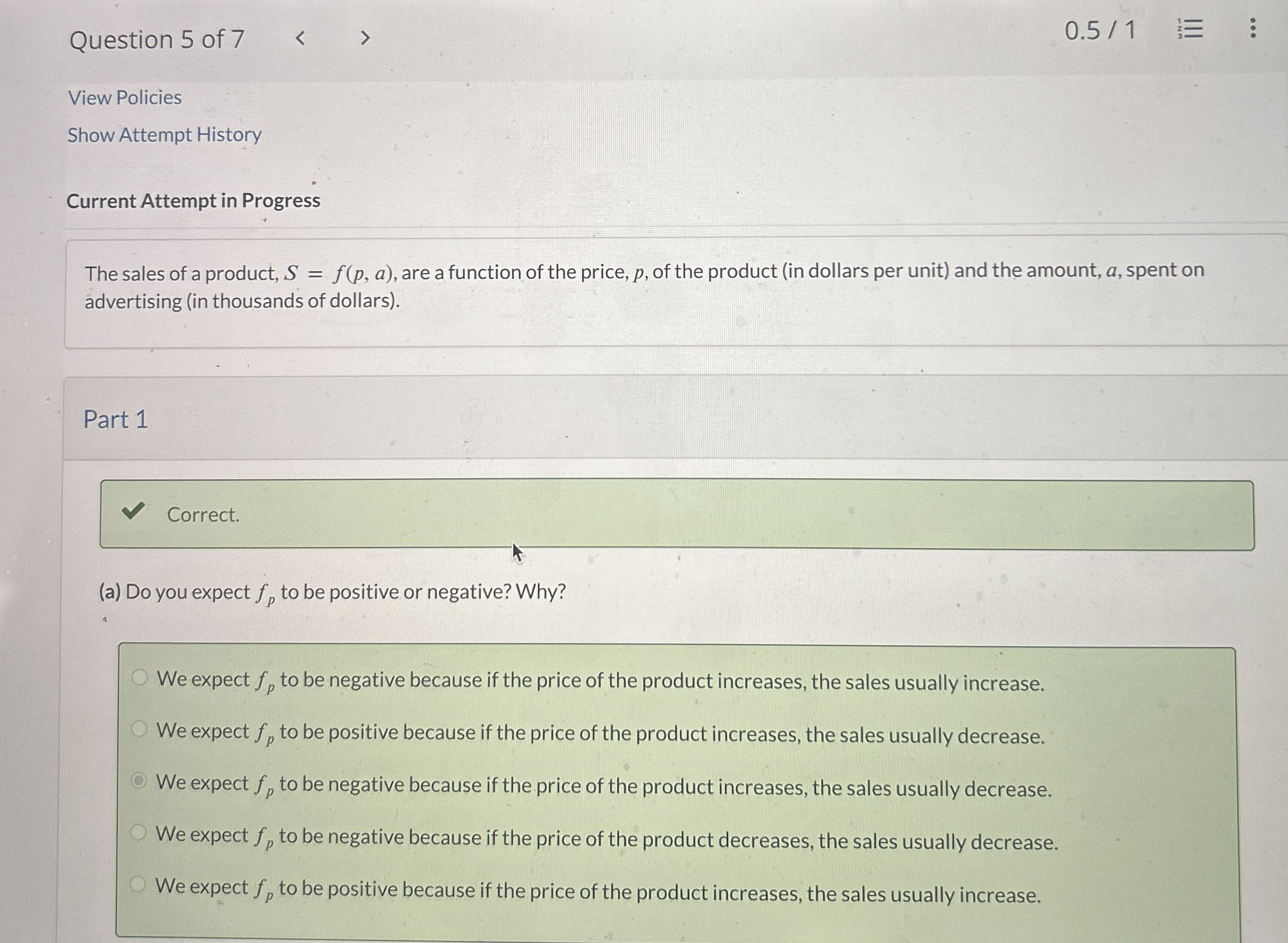 Question 5 of 7 0 . 5 1 View Policies Show