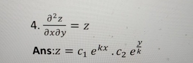 d e l 2 z d e l x d e l y = Z Ans:z = c 1 e k x *