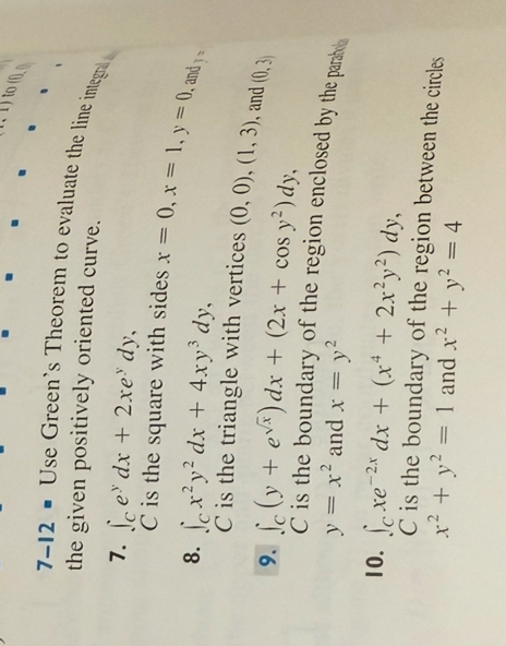 7 - 1 2 = Use Green's Theorem to evaluate the