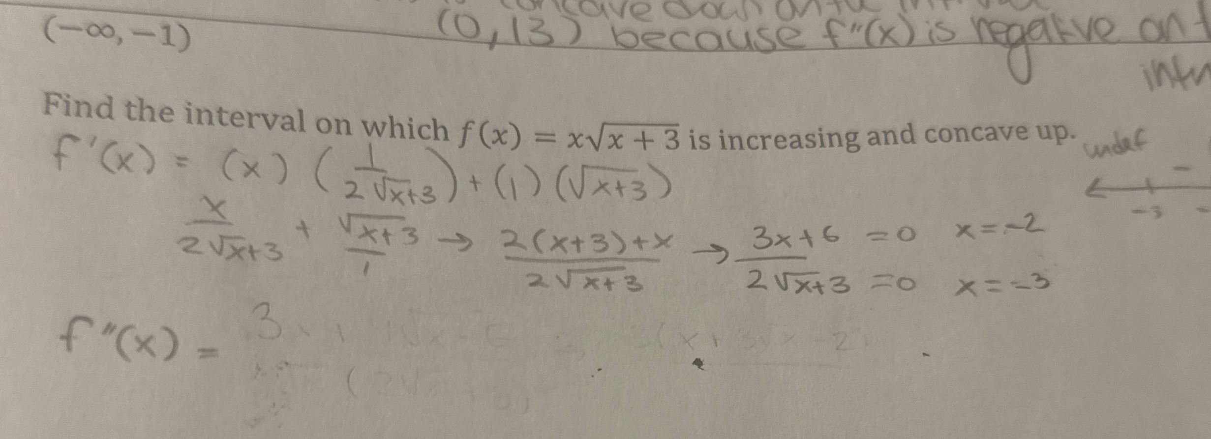 ( - , - 1 ) ( 0 , 1 3 ) because f ' ' ( x ) is
