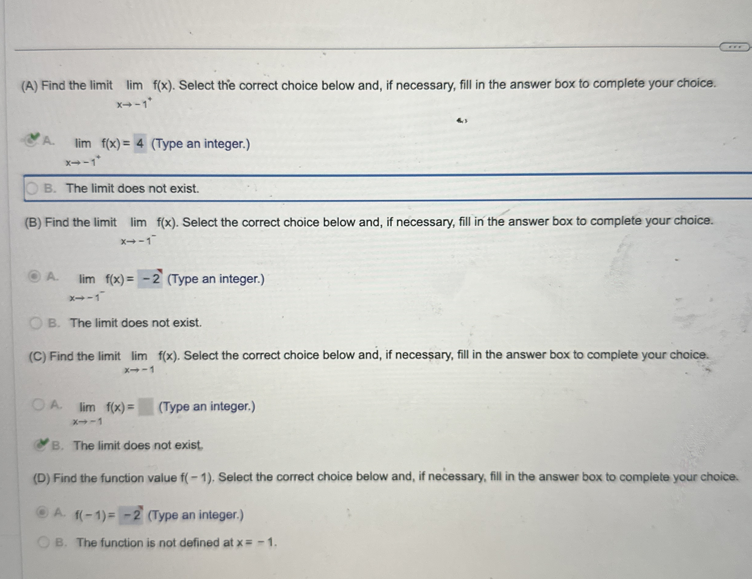 ( A ) Find the limit lim ? f ( x ) . Select the