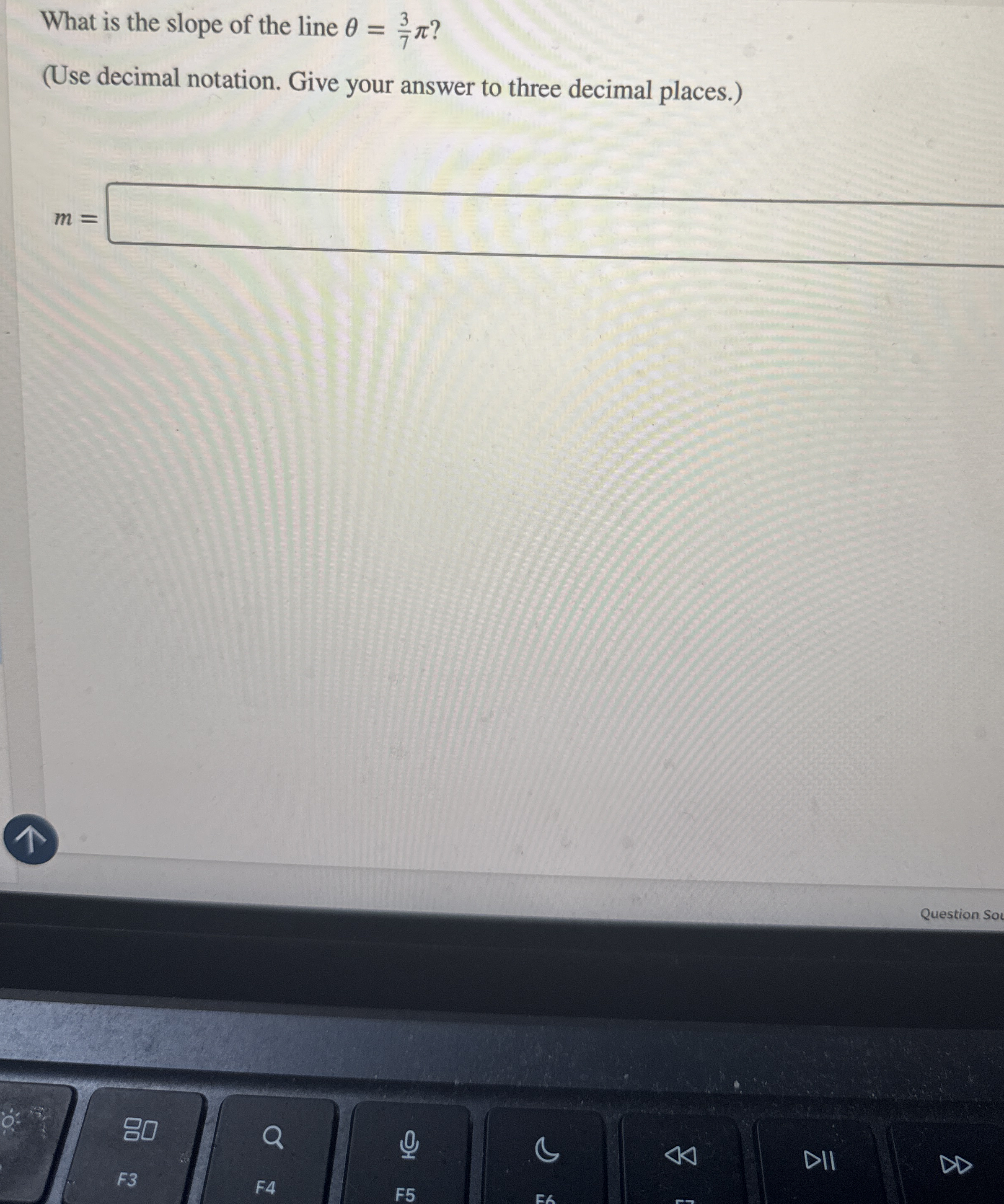 What is the slope of the line = 3 7 ? ( Use