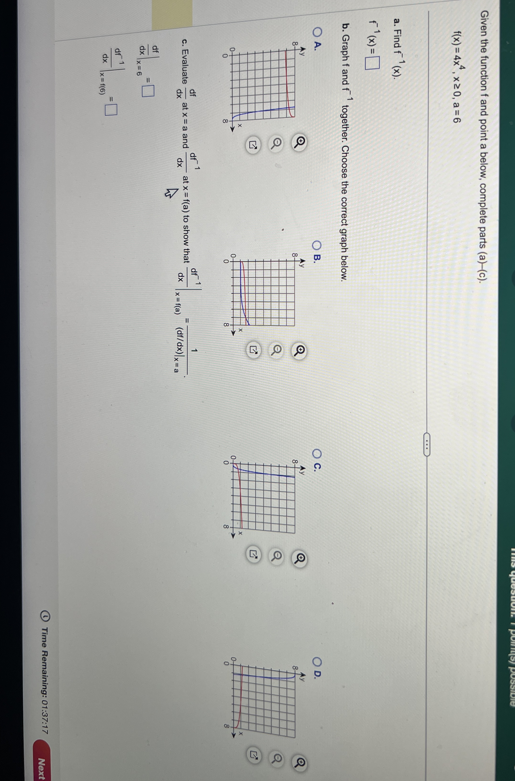 Given the function f and point a below, complete