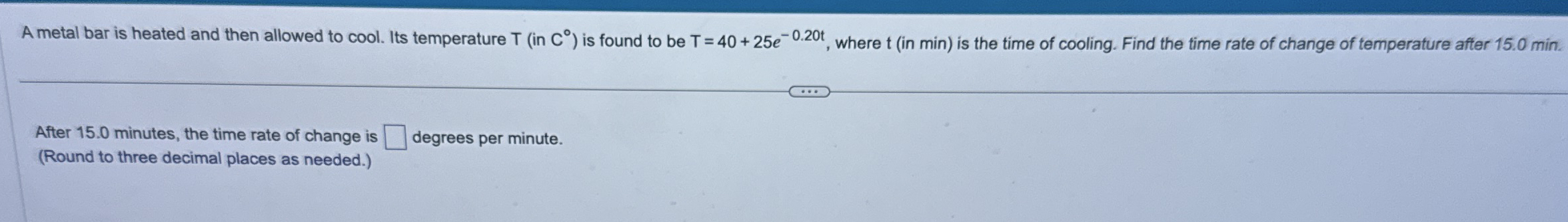 A metal bar is heated and then allowed to cool.