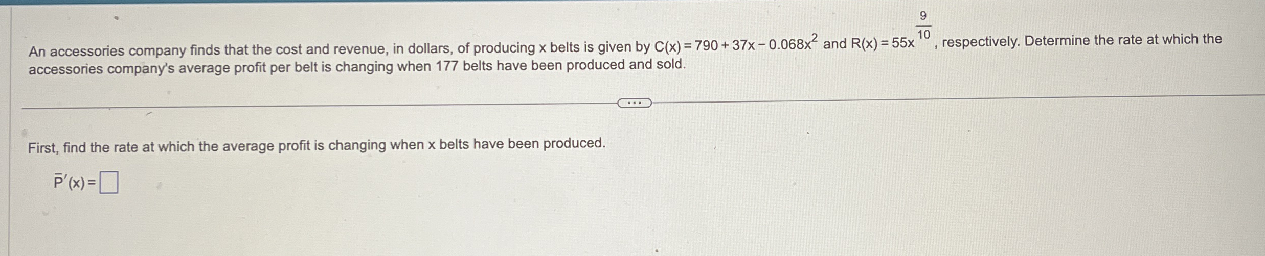 An accessories company finds that the cost and