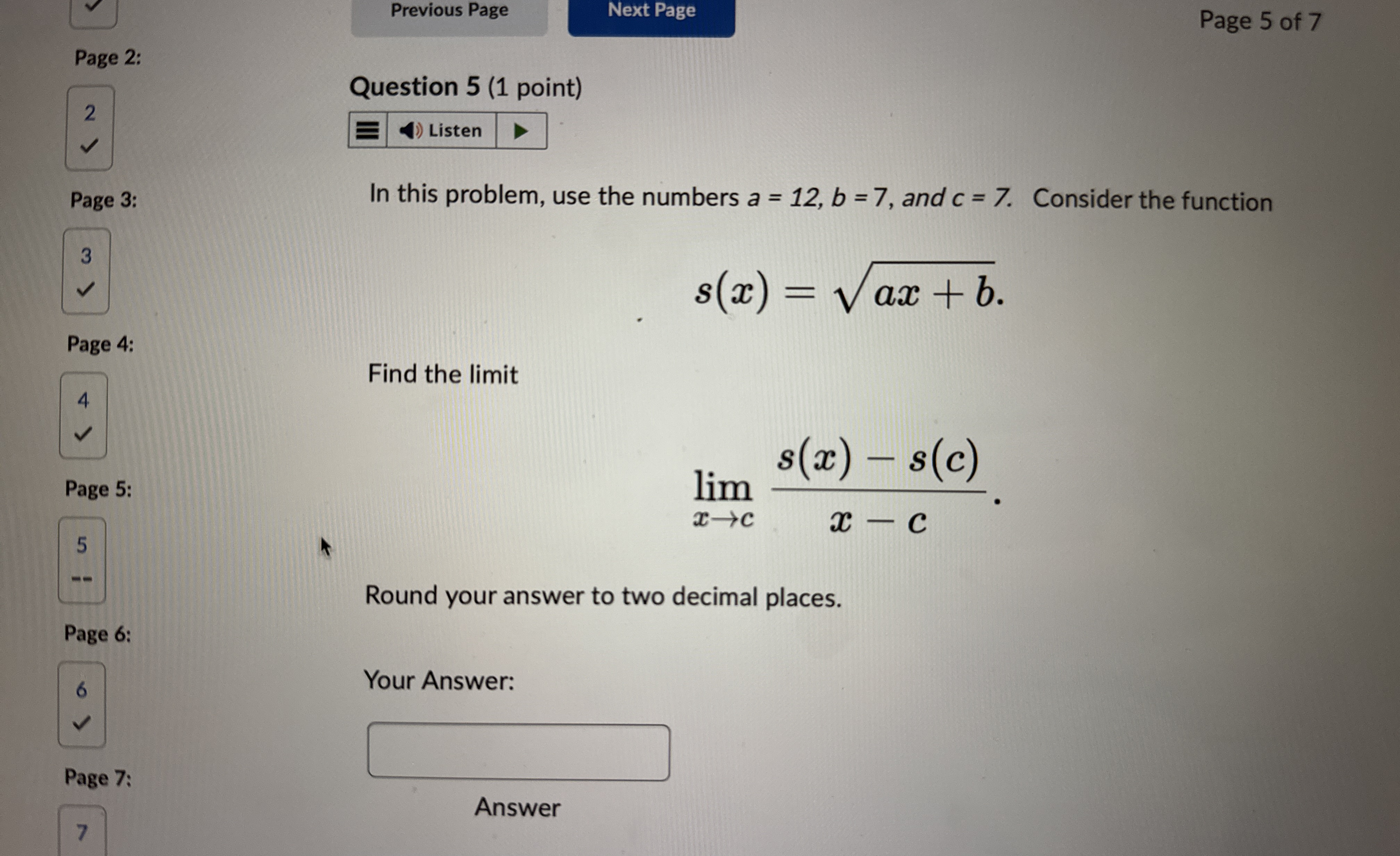 Page 5 of 7 Page 2 : 2 Question 5 ( 1 point )