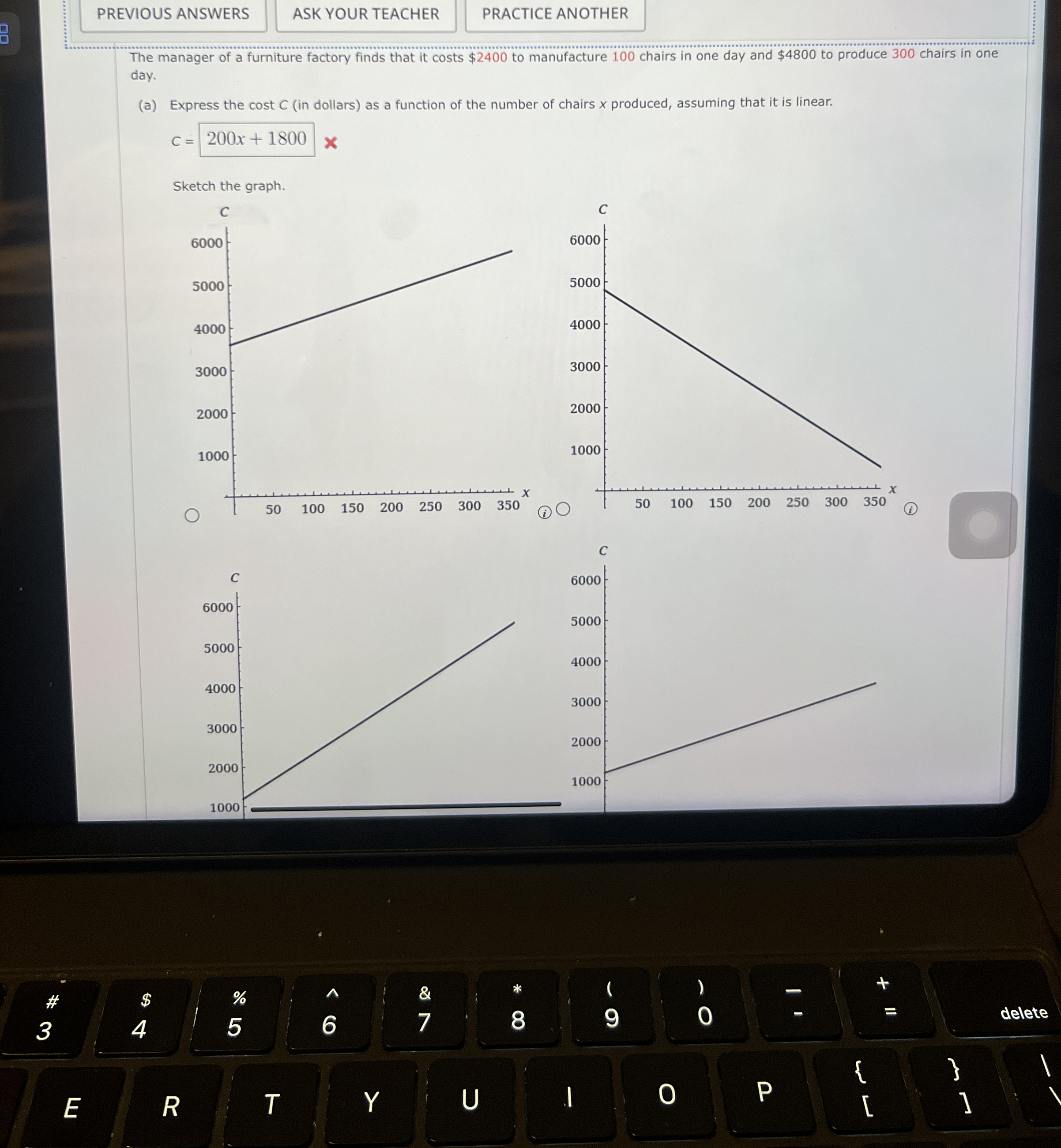 PREVIOUS ANSWERS The manager of a furniture