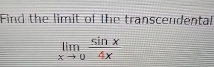 Find the limit of the transcendental lim x 0 s i