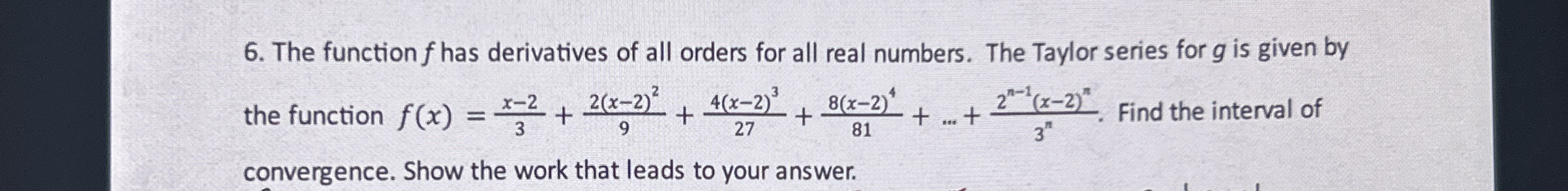 The function f has derivatives of all orders for