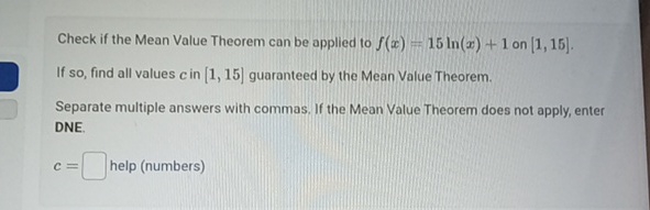 Check if the Mean Value Theorem can be applied to