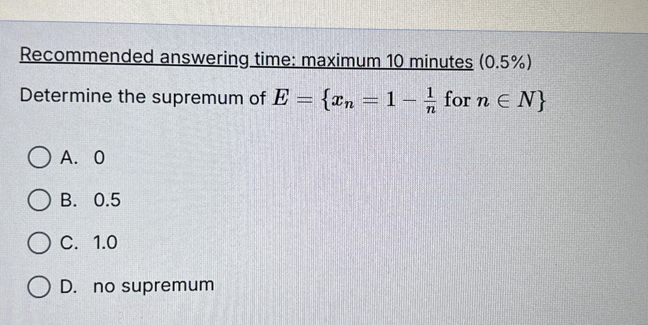 Recommended answering time: maximum 1 0 minutes (