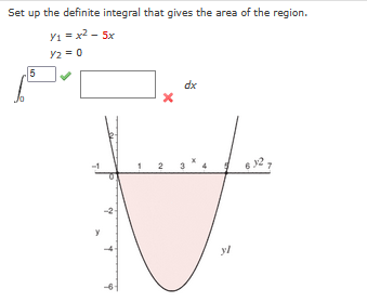 Set up the definite integral that gives the area