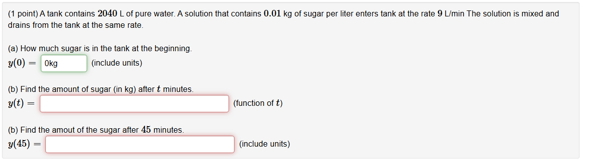 A tank contains 2 0 4 0 L of pure water. A
