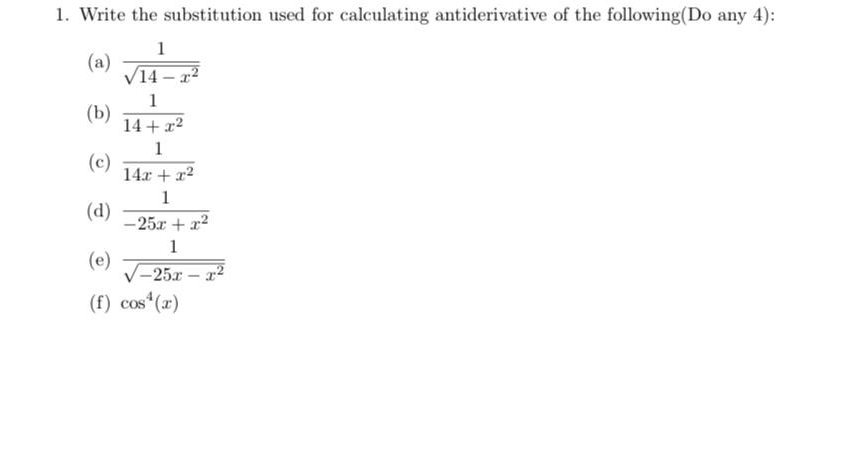 Write the substitution used for calculating