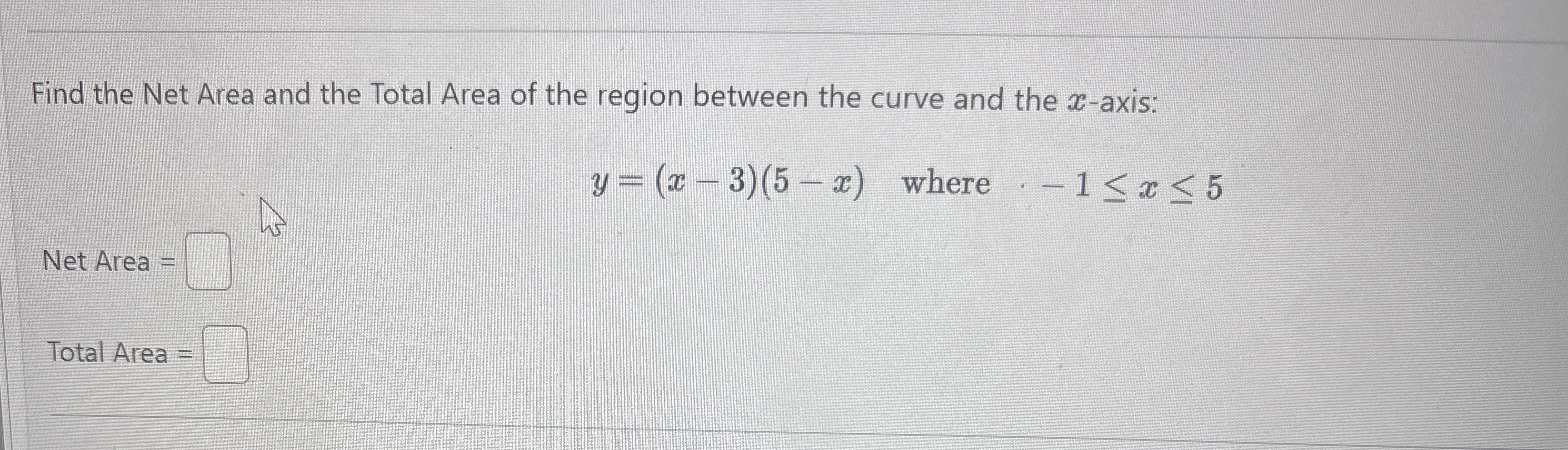 Find the Net Area and the Total Area of the