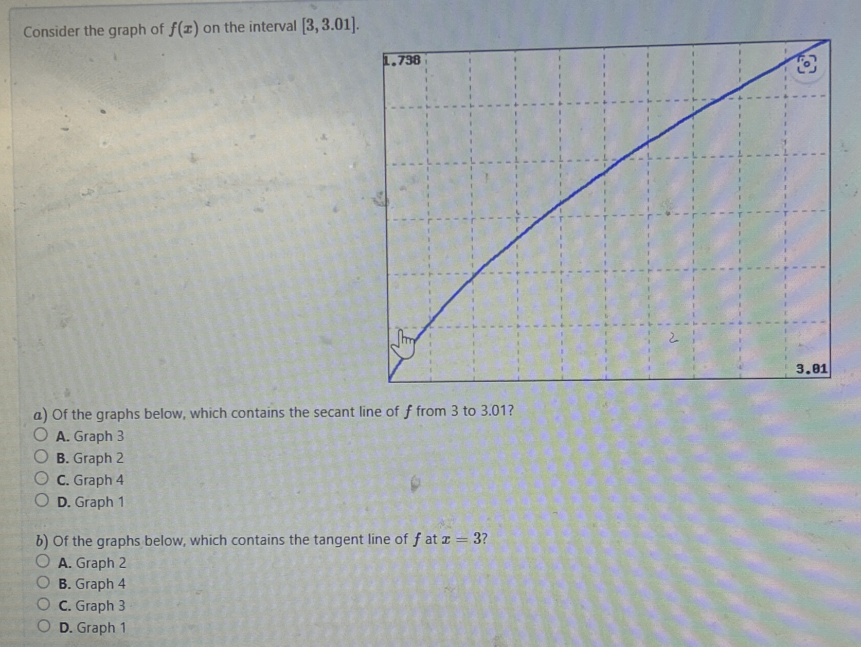 Consider the graph of f ( x ) on the interval 3 ,