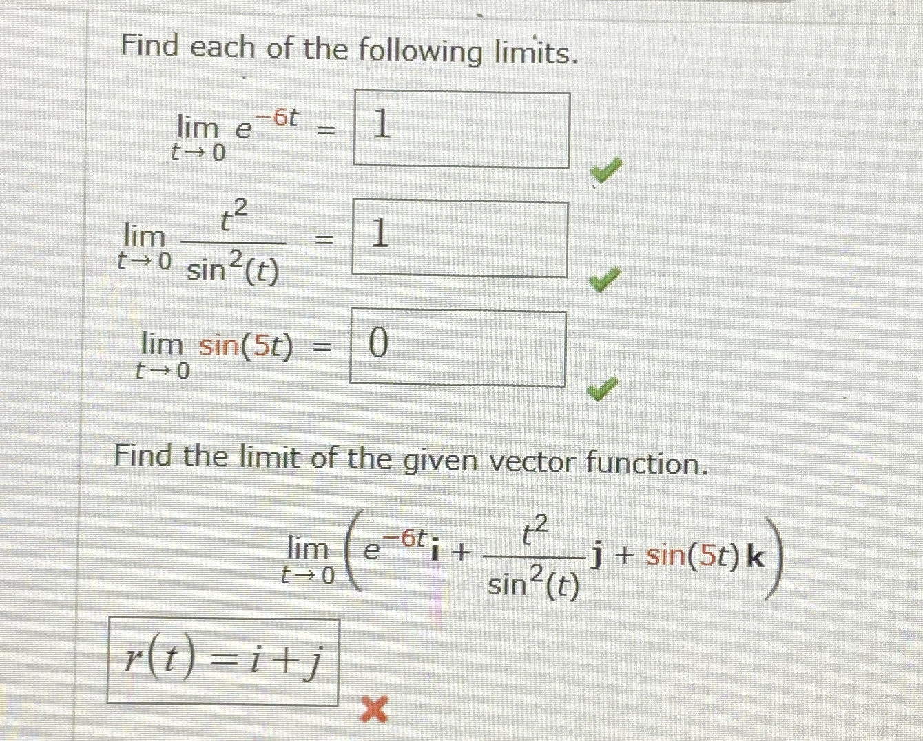 Find each of the following limits . lim t 0 e - 6