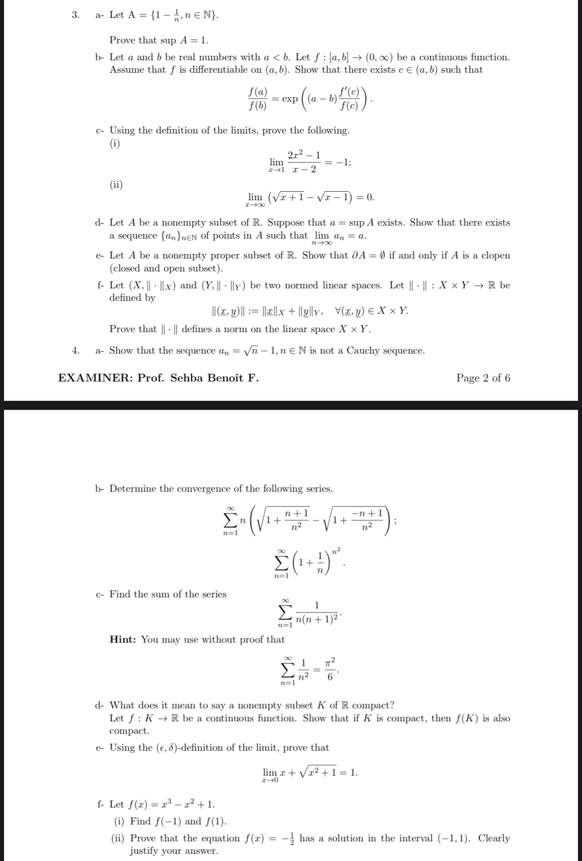 a - Let A = { 1 - 1 n , ninN } . Prove that supA