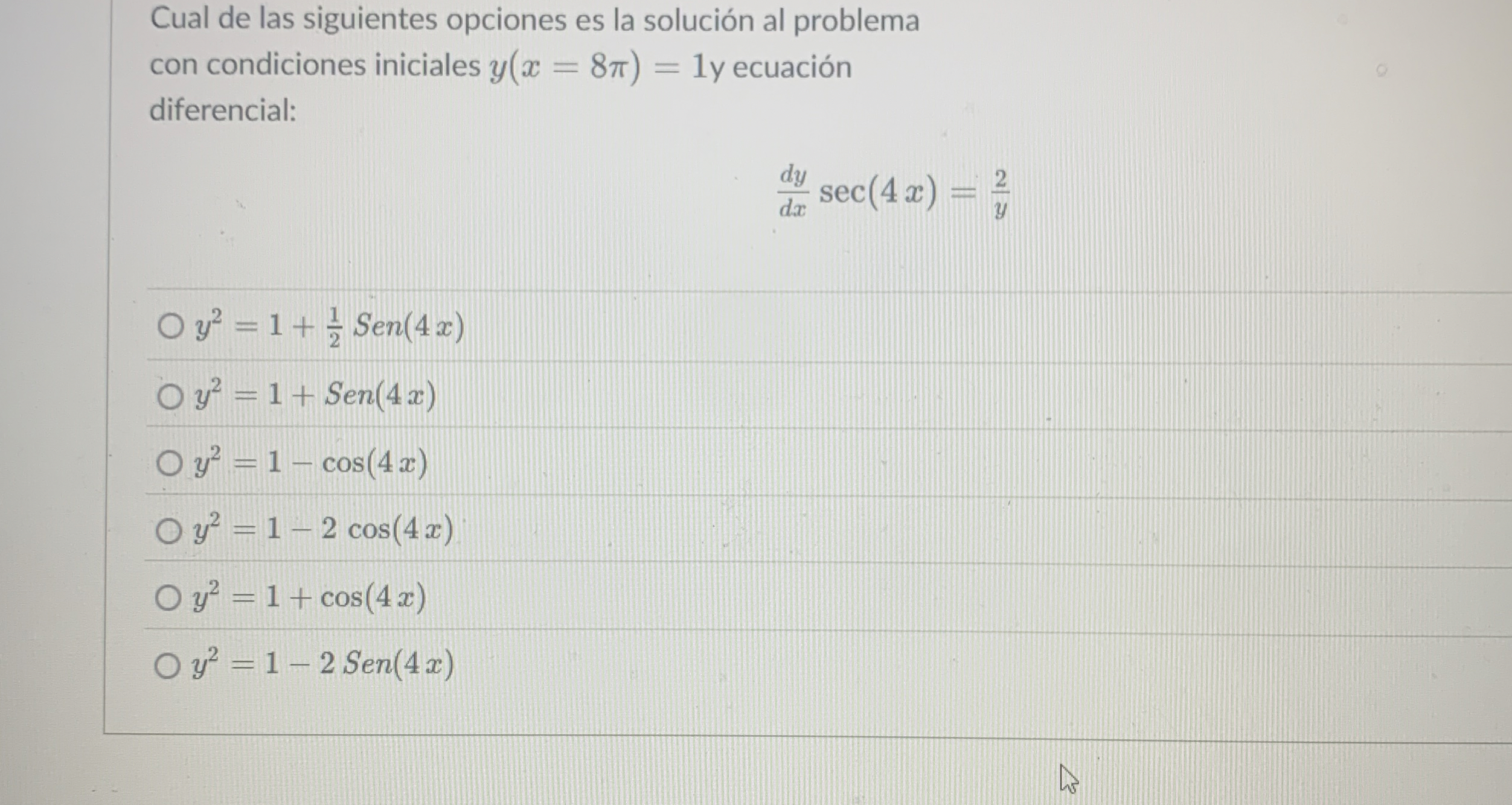 Cual de las siguientes opciones es la soluci n al