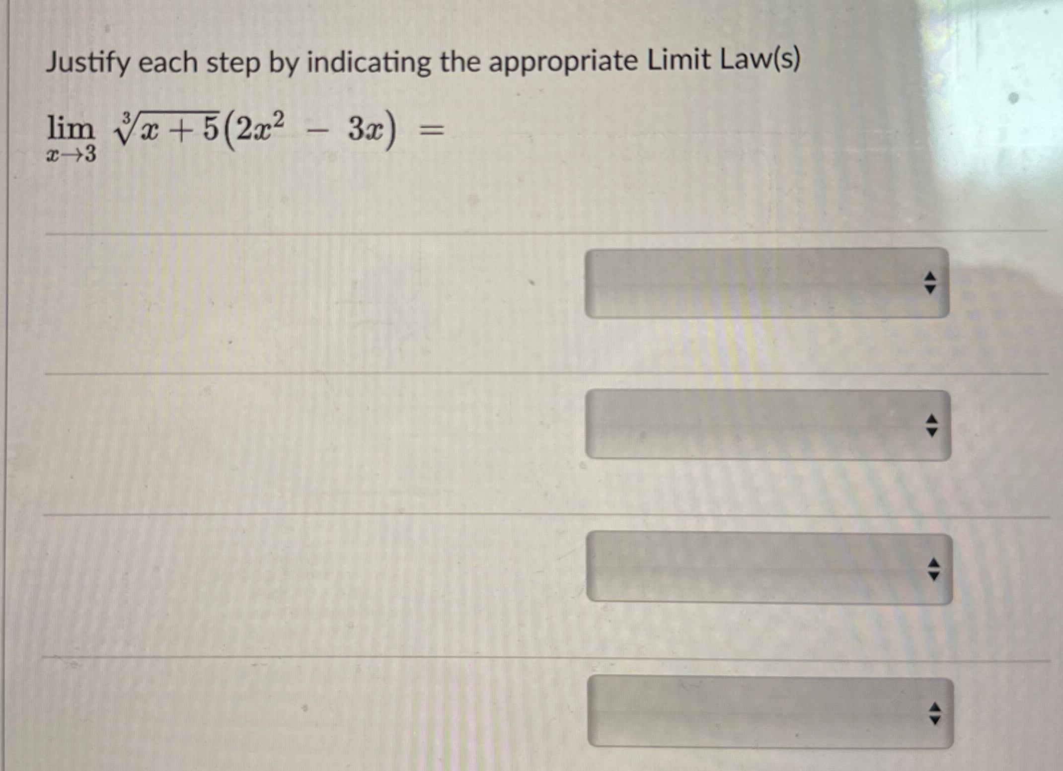 ON PAPER IF POSSIBLE!!! Justify each step by