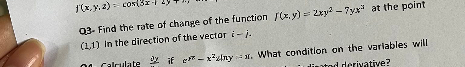Q 3 - Find the rate of change of the function f (