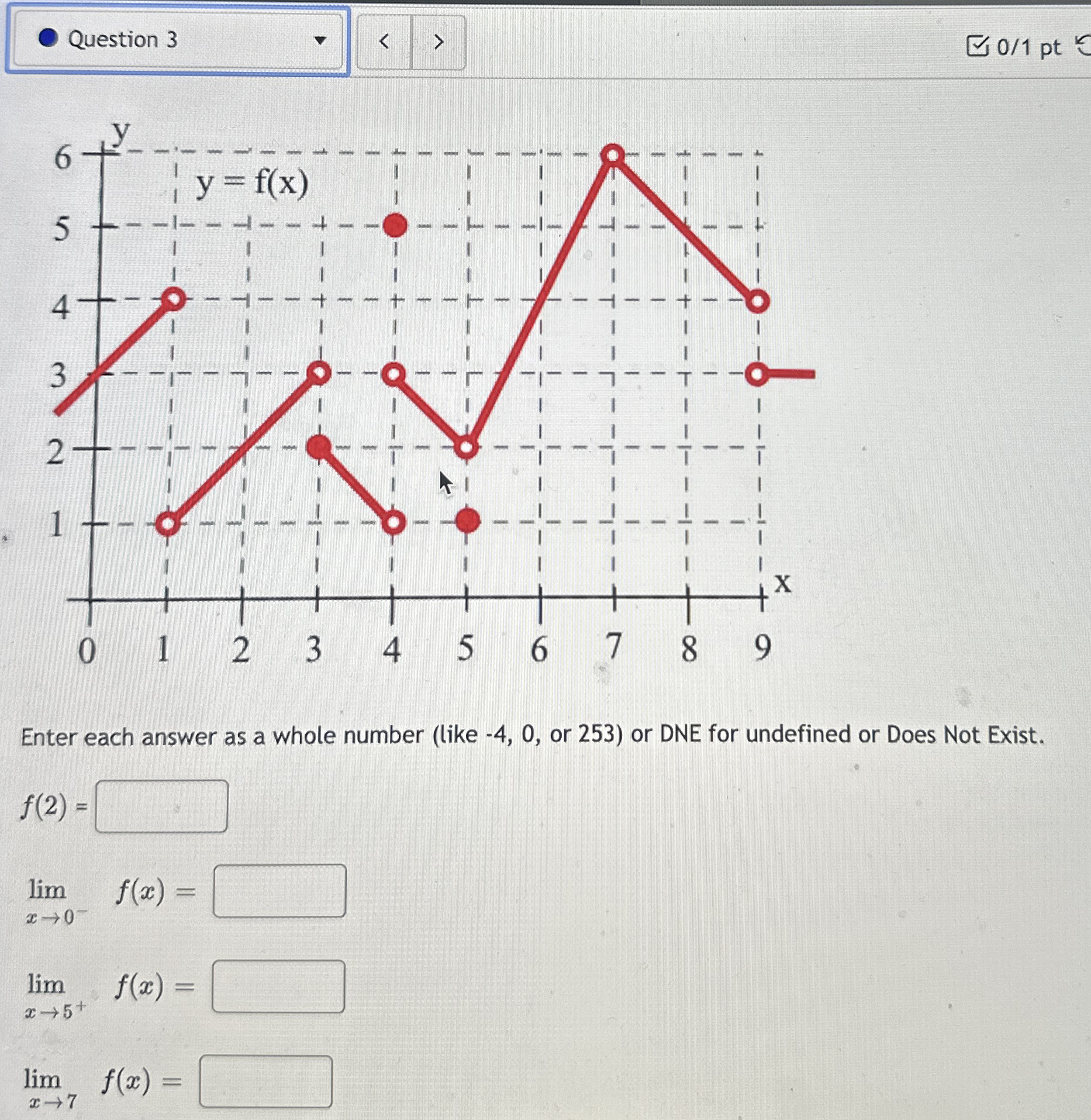 0 1 pt Enter each answer as a whole number ( like