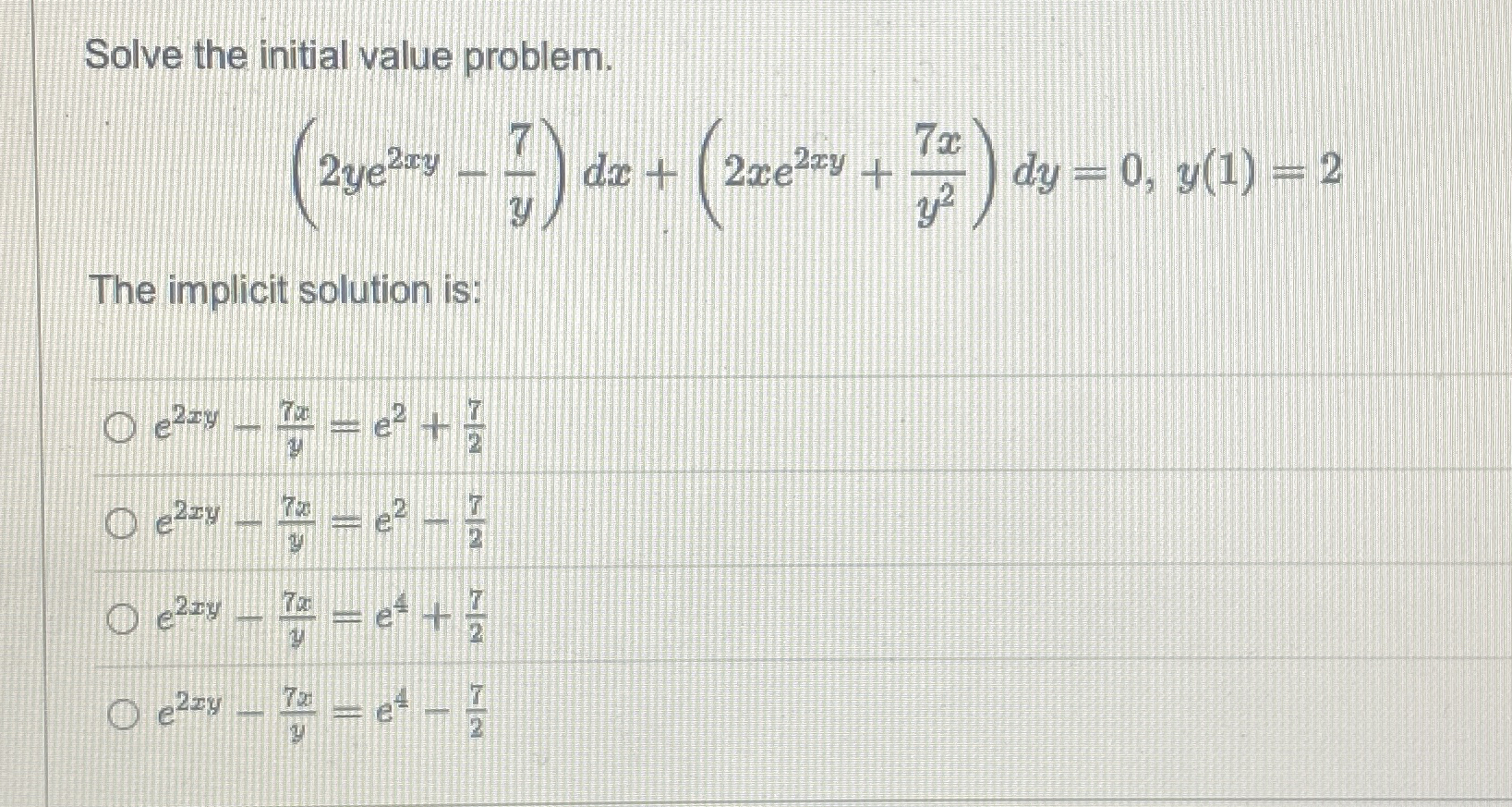 Determine if the equation is exact. if it is ,