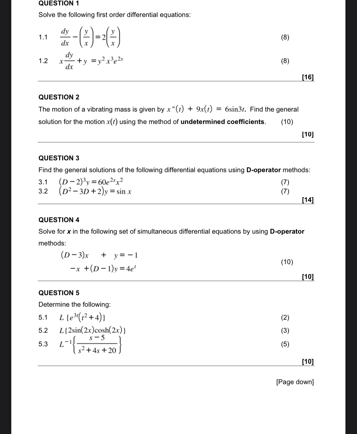 QUESTION 1 Solve the following first order