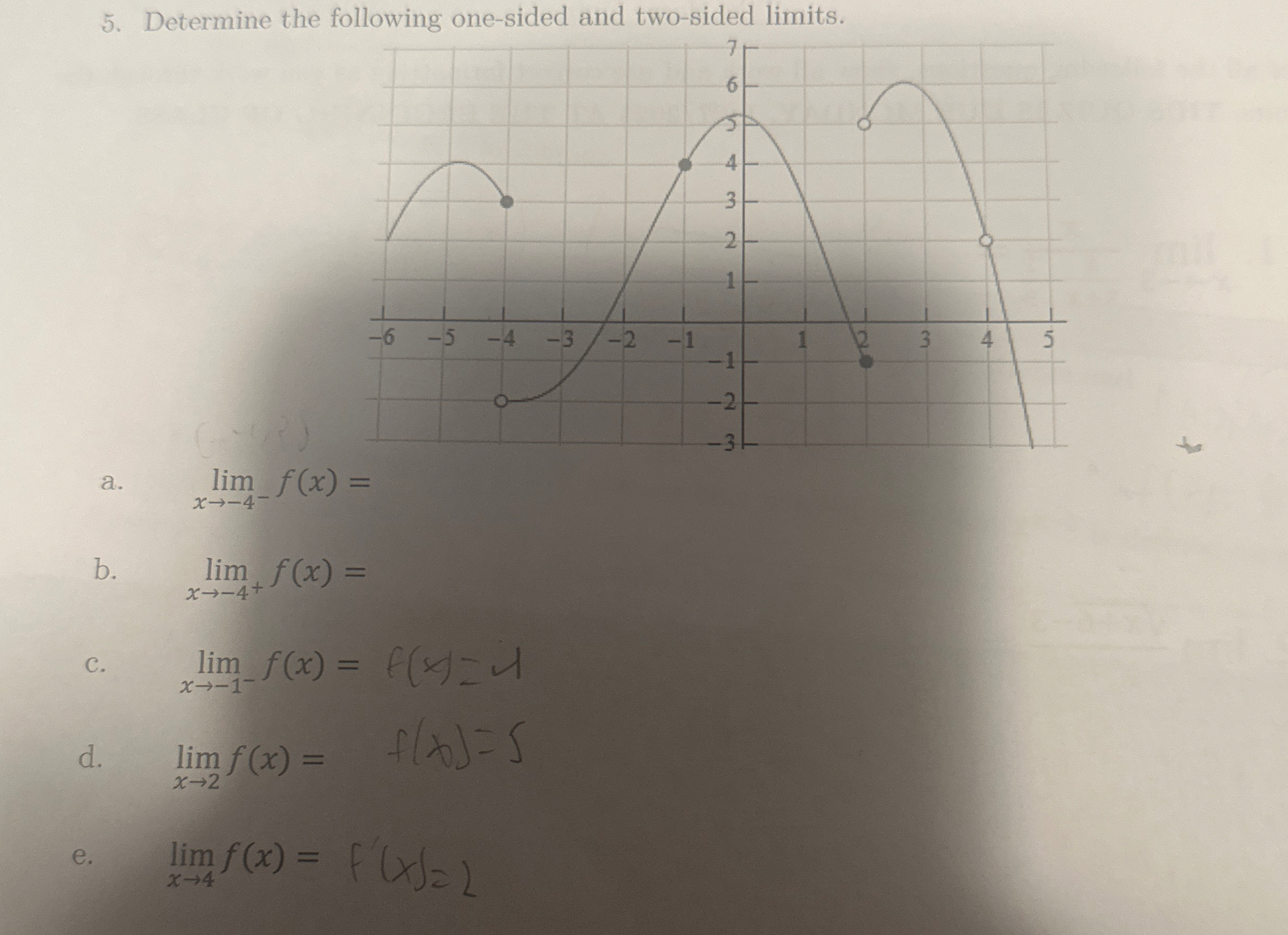 Determine the following one - sided and two -