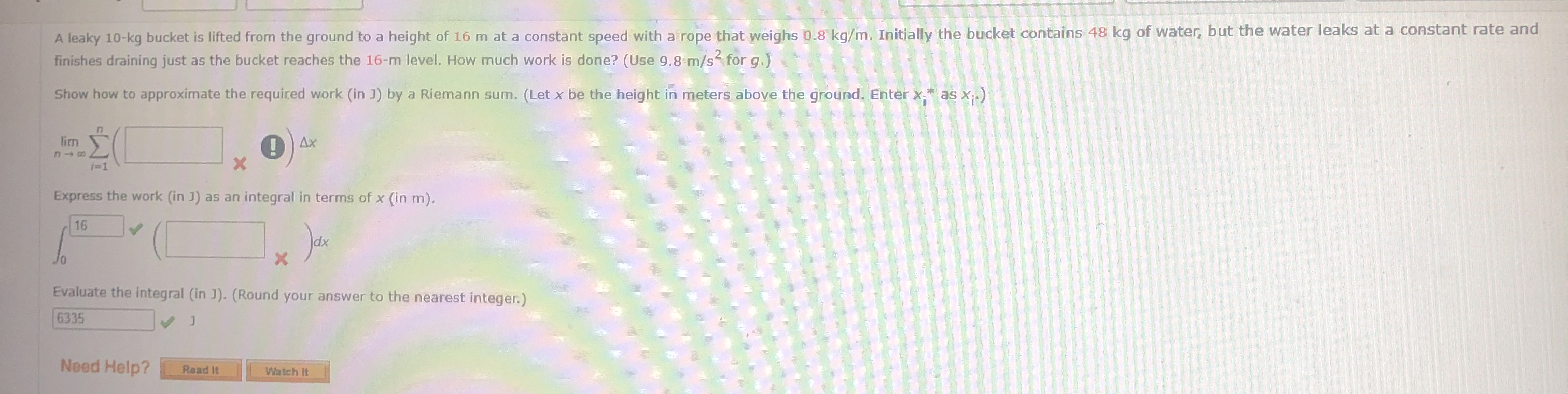 finishes draining just as the bucket reaches the