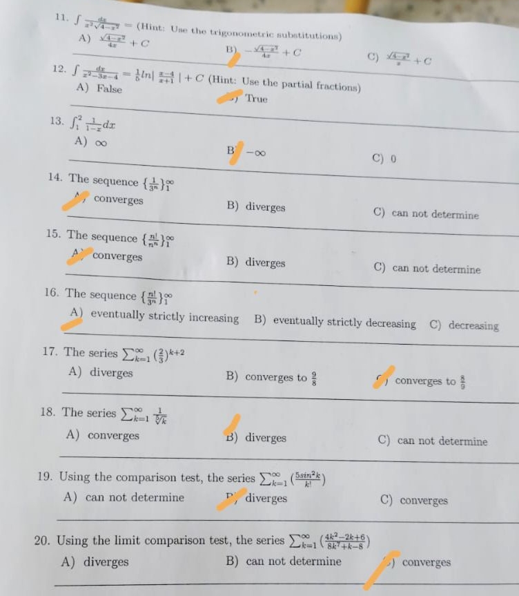 d 0 x 2 4 - x 2 2 = ( Hint: Une the trigonometric
