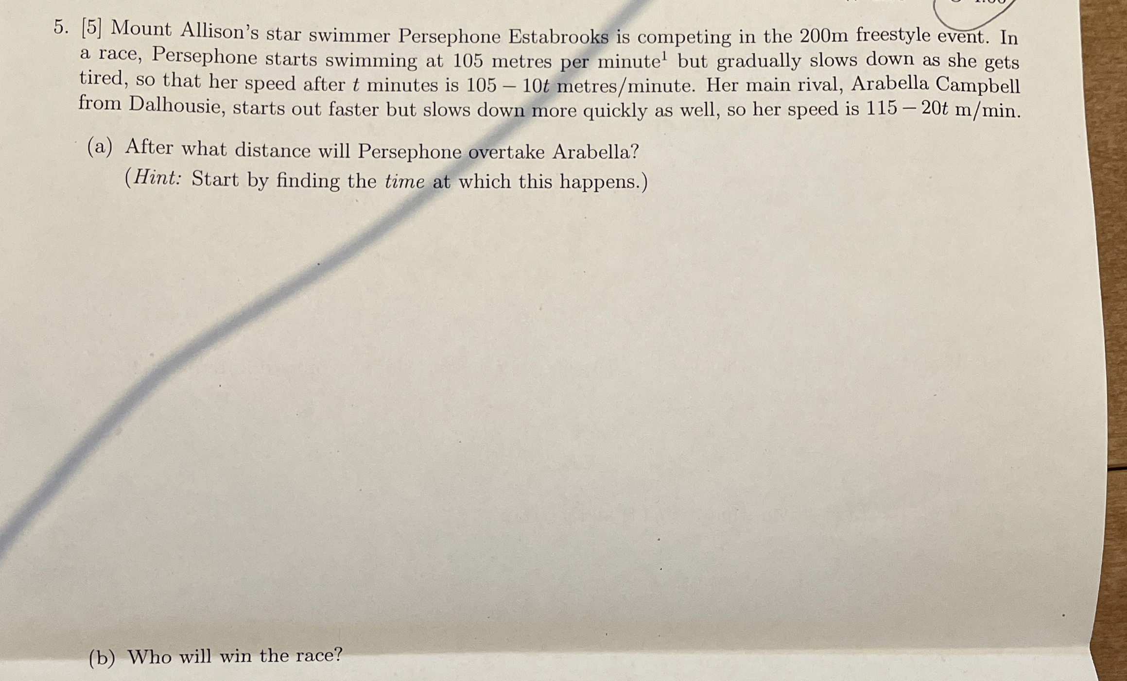 [ 5 ] A star swimmer Bob is competing in the 2 0