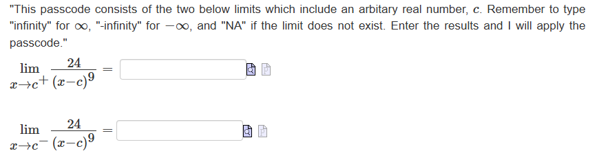 "This passcode consists of the two below limits